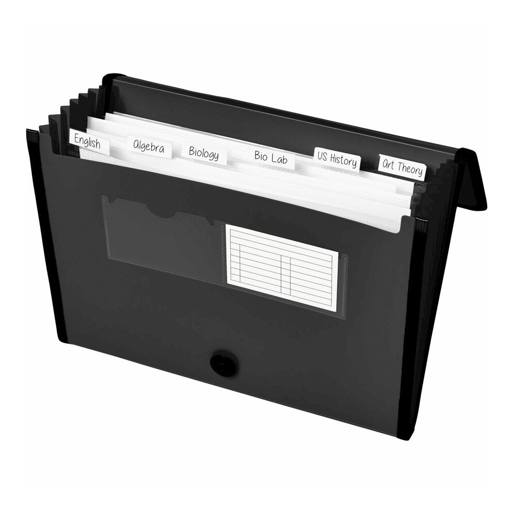 Avery&reg; Letter, A4 Expanding File - 425 Sheets Capacity - 7 Pocket - Polypropylene, Plastic, Fabric - Black - 0% Recycled - 1 Each. Picture 6