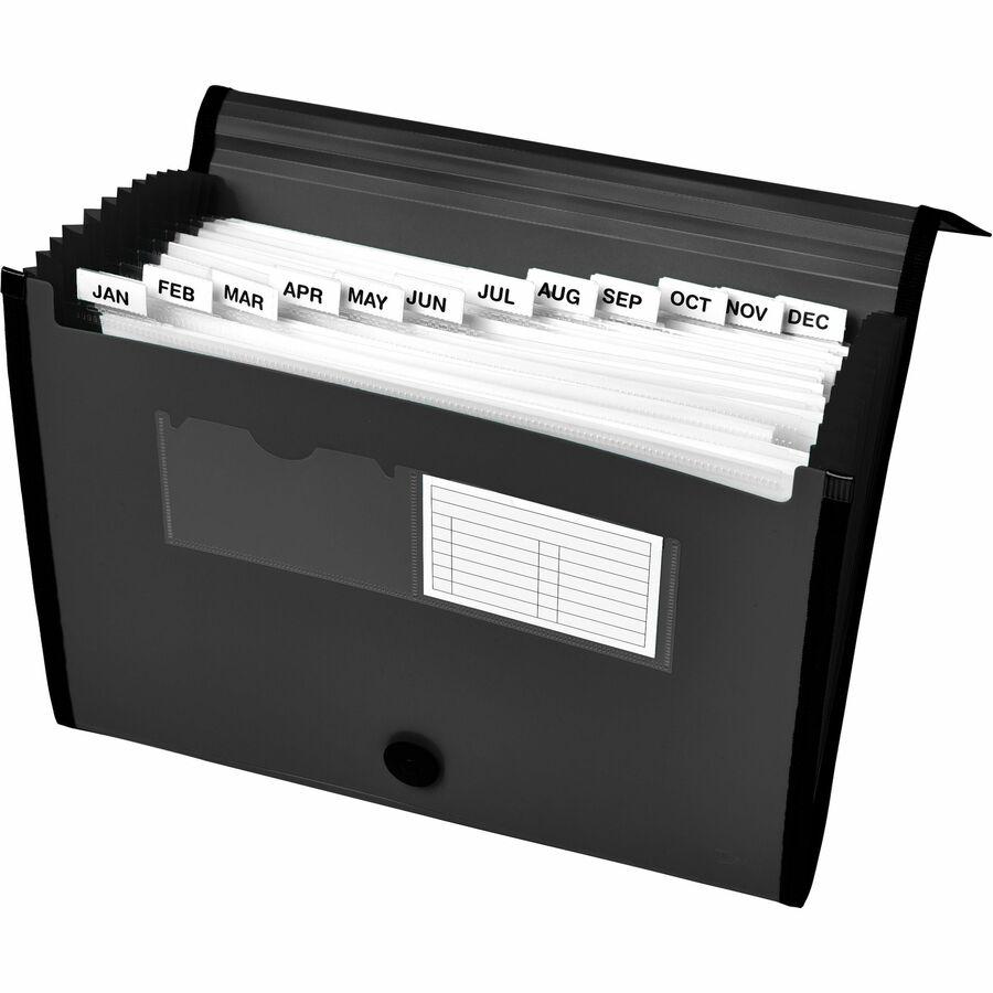 Avery&reg; Letter, A4 Expanding File - 425 Sheets Capacity - 13 Pocket - Polypropylene, Plastic, Fabric - Black - 0% Recycled - 1 Each. Picture 2
