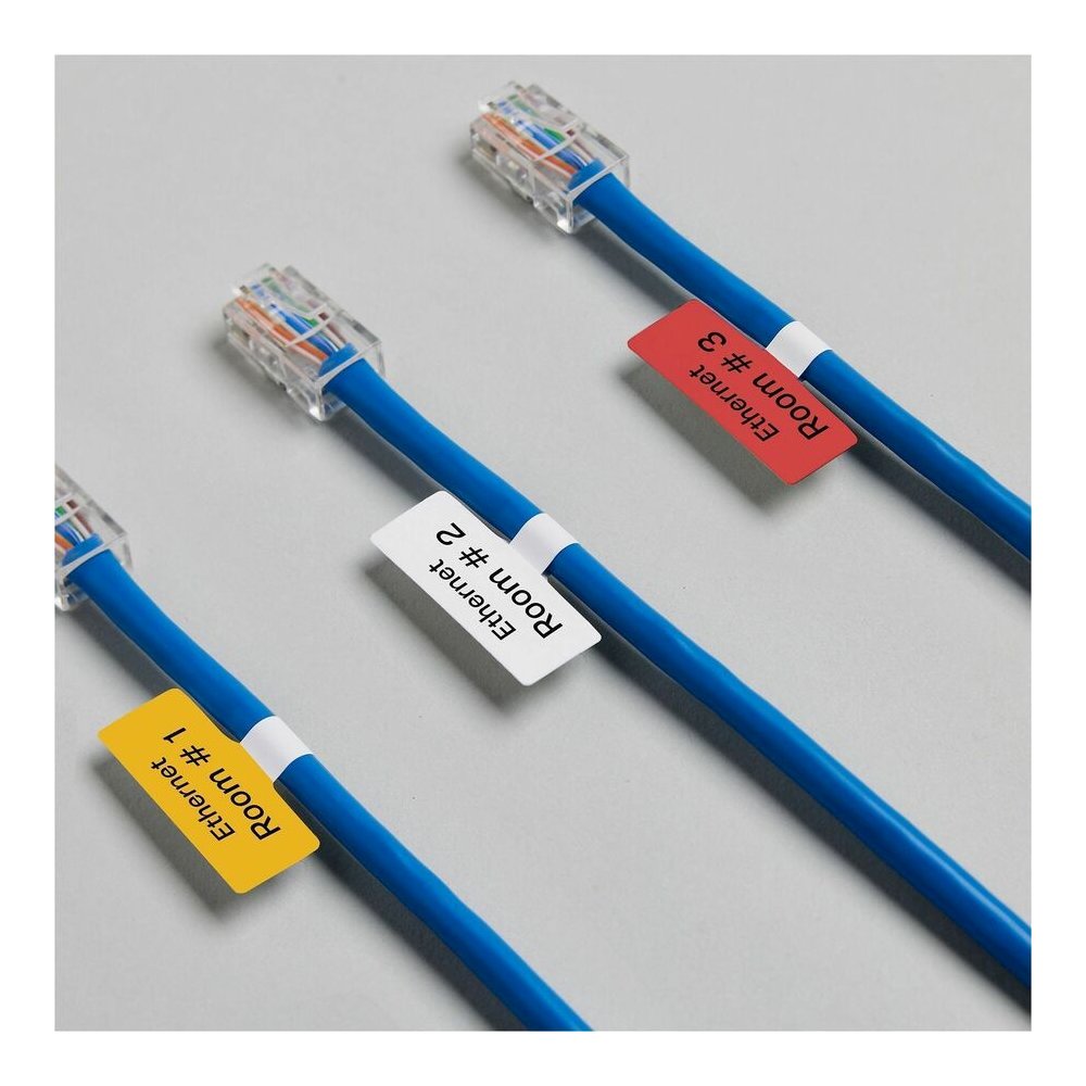 Avery&reg; Cable Labels, T-Style, 1.25" x 2" , 300 Total (61539) - Waterproof - 1 1/4" Width x 2" Length - Permanent Adhesive - T-shaped - Inkjet, Laser - White - Film - 30 / Sheet - 10 Total Sheets -. Picture 7
