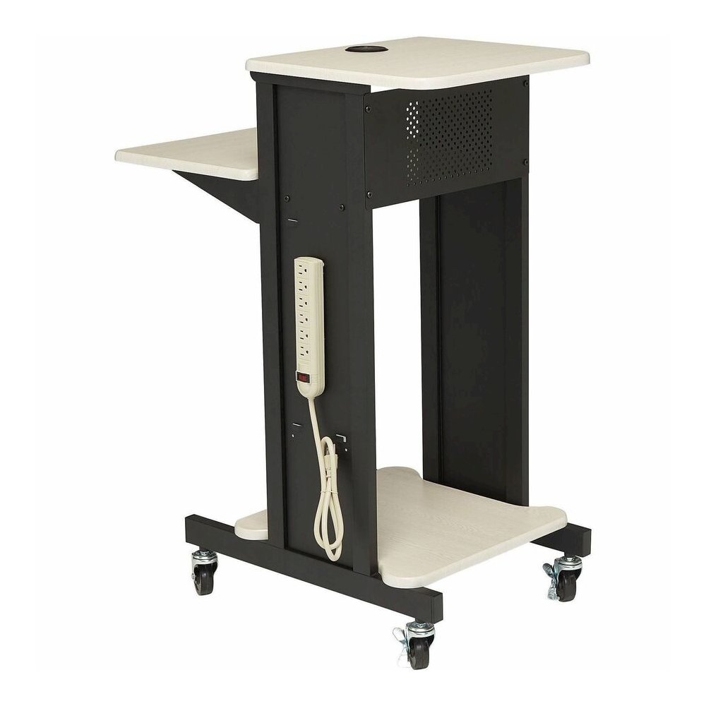 National Public Seating PRC200 Premium Presentation Cart - 4 Shelf - 4 Casters - 3" Caster Size - 18" Width x 30" Depth x 40.50" Height - Black Steel Frame - Ivory, Black - 1 Each. Picture 4