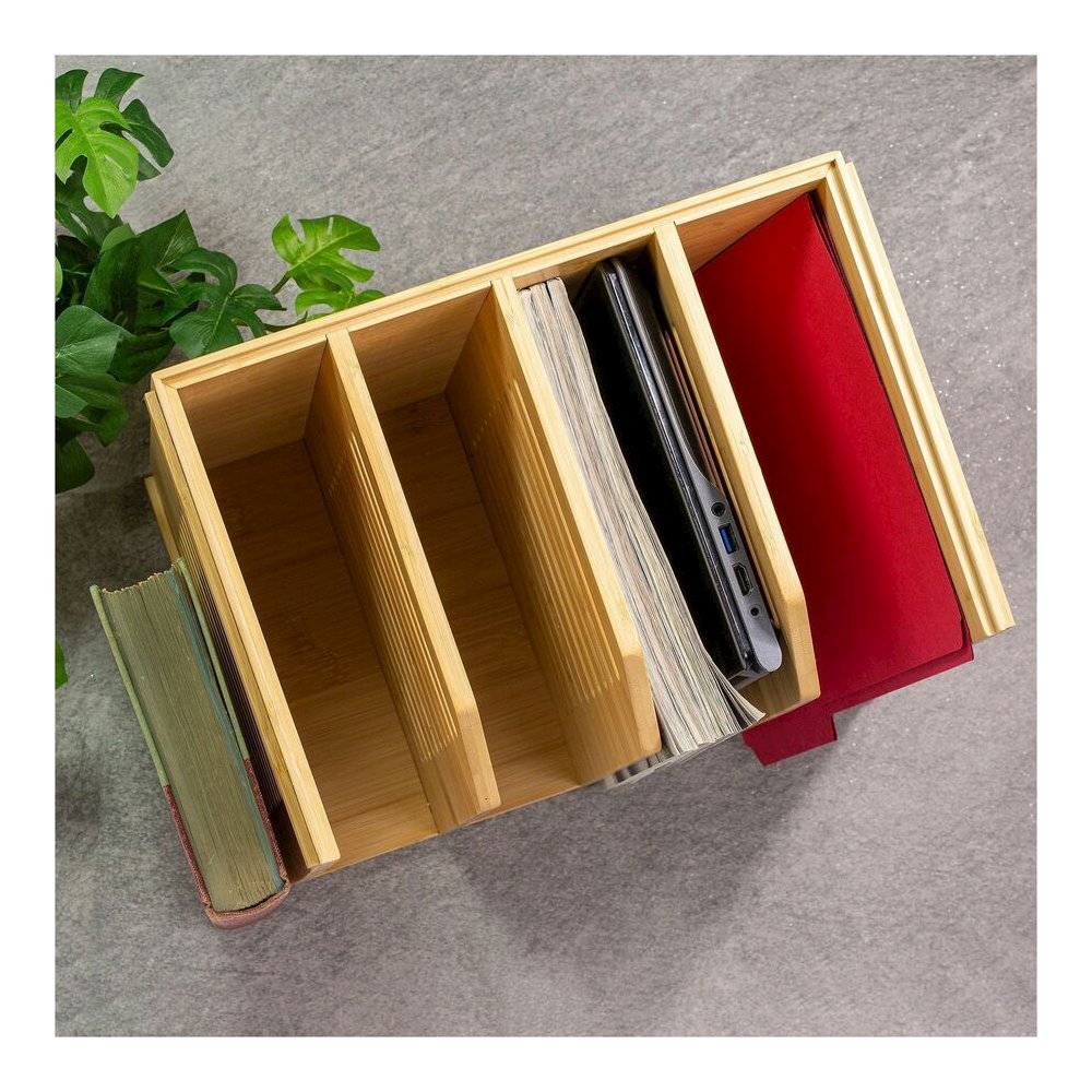 Officemate Bamboo Magazine File - 4 Compartment(s) - Horizontal/Vertical - 5.28" Height x 14.09" Width x 8.62" Depth - Stackable - Durable, Stackable - Natural - Bamboo - 1 Each. Picture 4