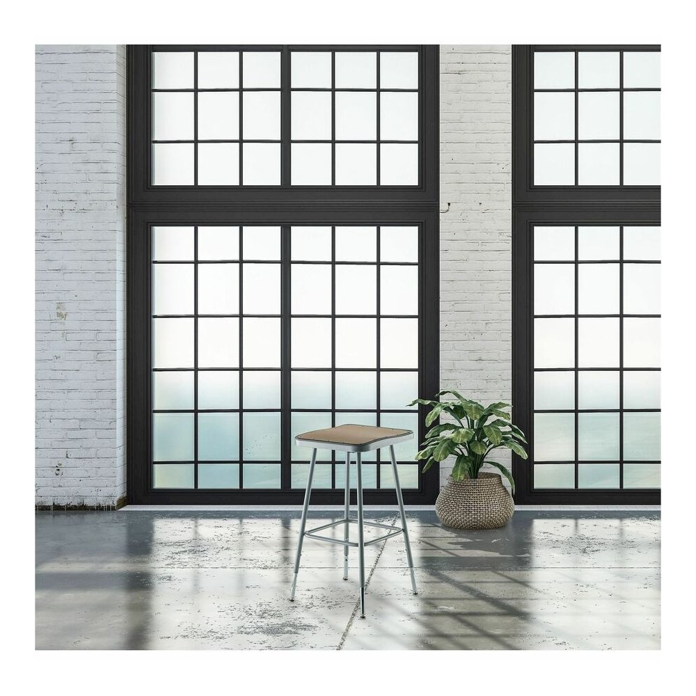 National Public Seating 6300 Series Heavy-Duty Square-Seat Stools - Masonite Seat Material - Gray Frame Color - Steel Frame Material - Four-legged Base - Gray - 1 Each. Picture 2
