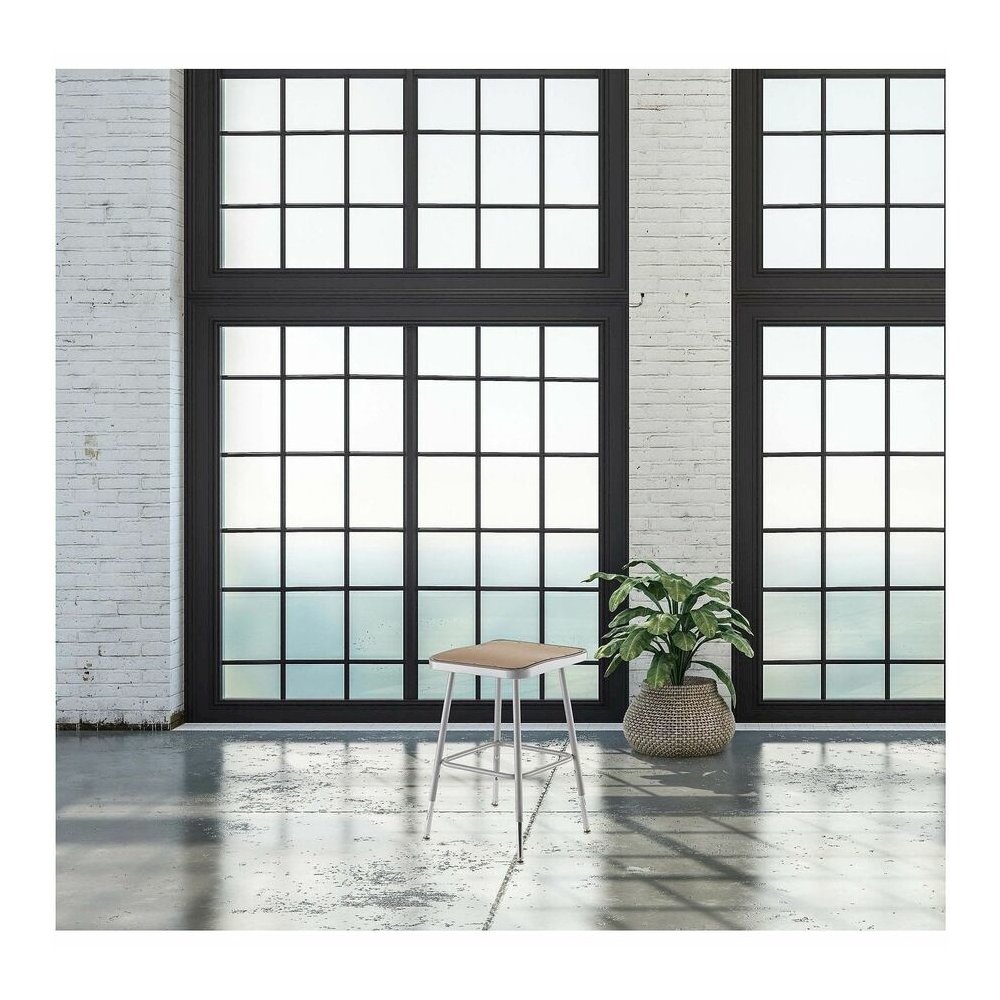 National Public Seating 6300 Series Heavy-Duty Square-Seat Stools - Masonite Seat Material - Gray Frame Color - Steel Frame Material - Four-legged Base - Gray - 1 Each. Picture 3