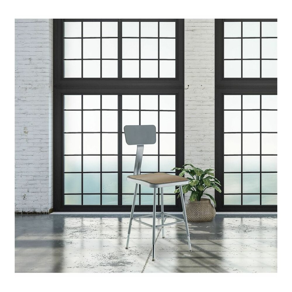 National Public Seating 6300 Series Heavy-Duty Square-Seat Stools - Masonite Seat Material - Gray Frame Color - Steel Frame Material - Four-legged Base - Gray - 1 Each. Picture 3