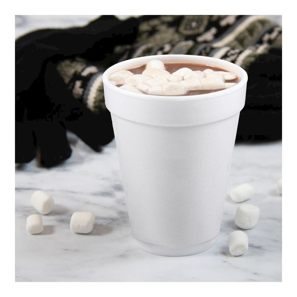 Dart J Cup 14 oz Squat Insulated Foam Cups - 14 fl oz - White - Foam - Cold Drink, Hot Drink, Soft Drink - 25/Pack - 40 / Carton. Picture 4