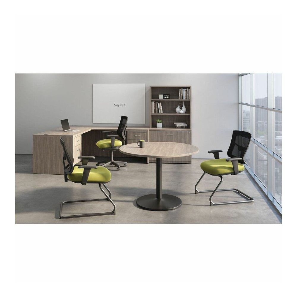 Lorell Essentials Rectangular Return Shell - Rectangle - 1" Thickness Table Top, 29.5" Height x 42" Width x 24" Depth Return Shell - Material: Laminate, Metal - Finish: Modern Elm - Laminate, Modern E. Picture 7