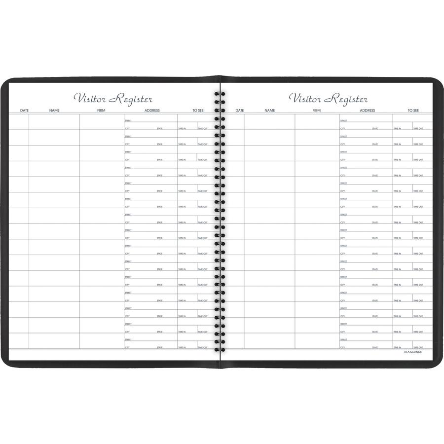 At-A-Glance Visitor's Register Book - 60 Sheet(s) - Wire Bound - 8.50" x 11" Sheet Size - Black - White Sheet(s) - Black Cover - 1 Each. Picture 4