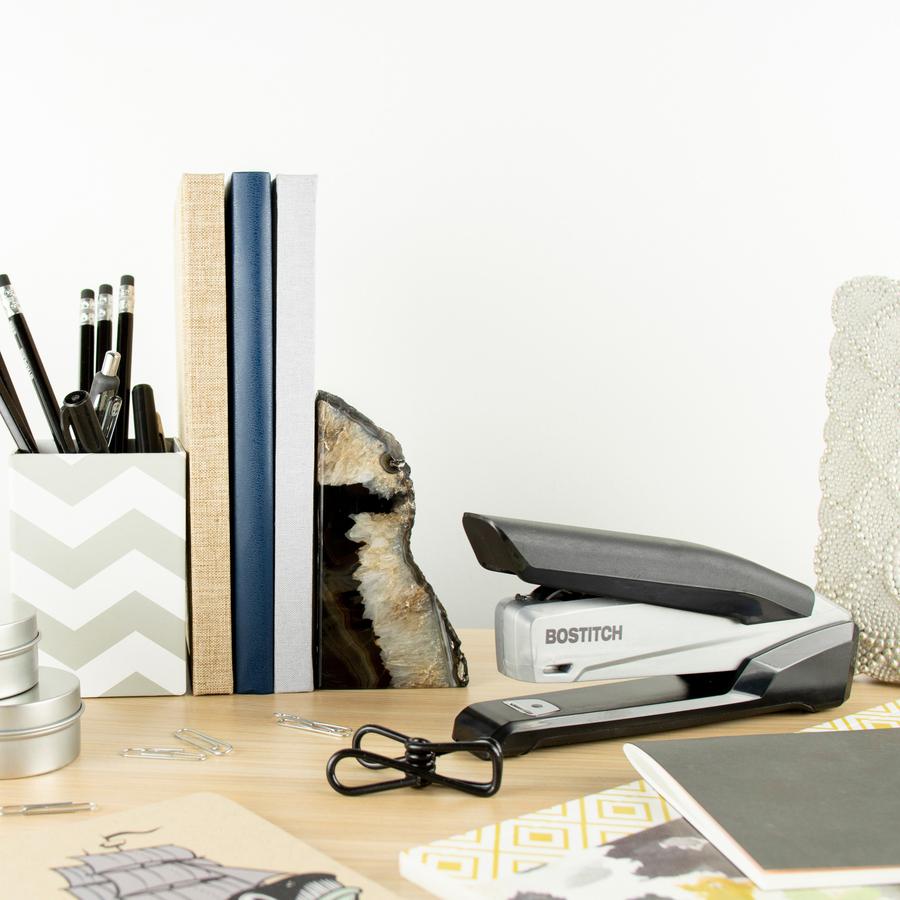 Bostitch InPower Spring-Powered Antimicrobial Desktop Stapler - Staples Upto 20 Sheet - Holds Upto 210 Staple - Full Strip - 4.50" Throat Depth - Silver, Black - Rubber - 1 Each. Picture 2