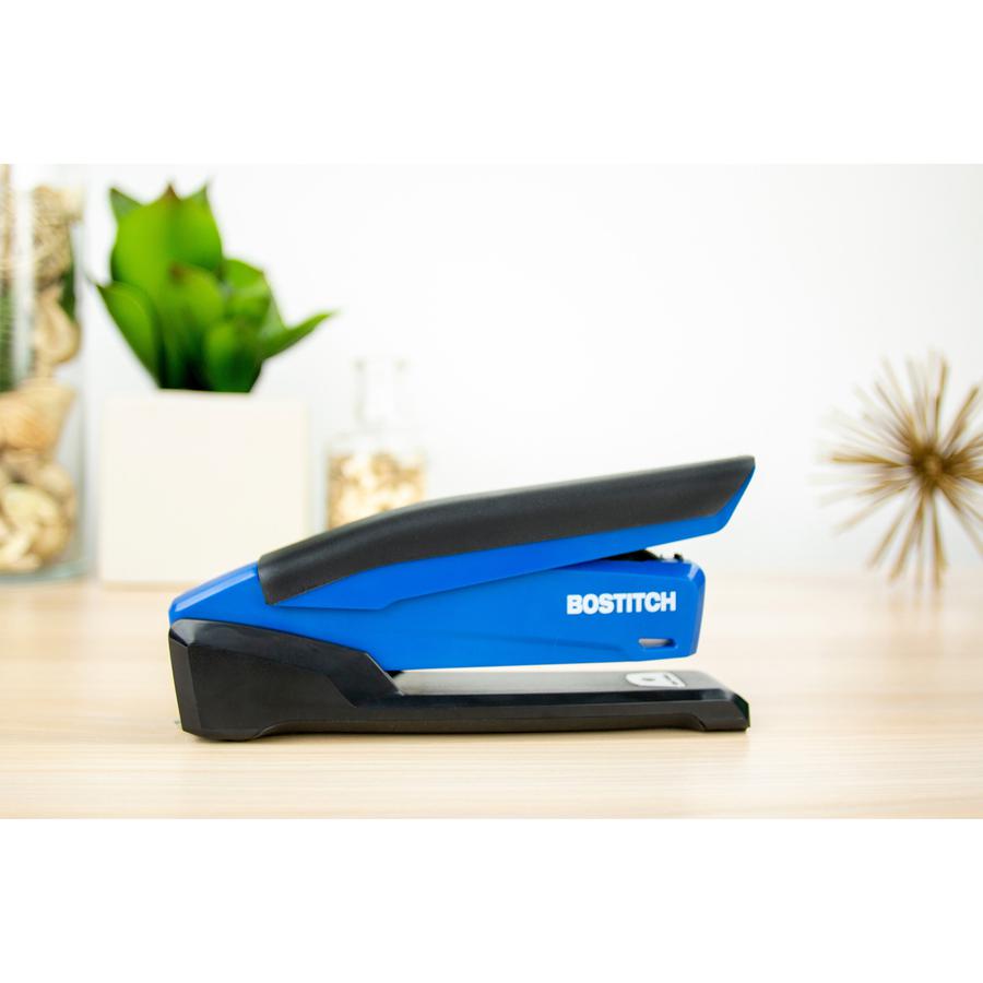 Bostitch InPower Spring-Powered Antimicrobial Desktop Stapler - Staples Upto 20 Sheet - Holds Upto 210 Staple - Full Strip - 4.50" Throat Depth - Blue - Rubber - 1 Each. Picture 2