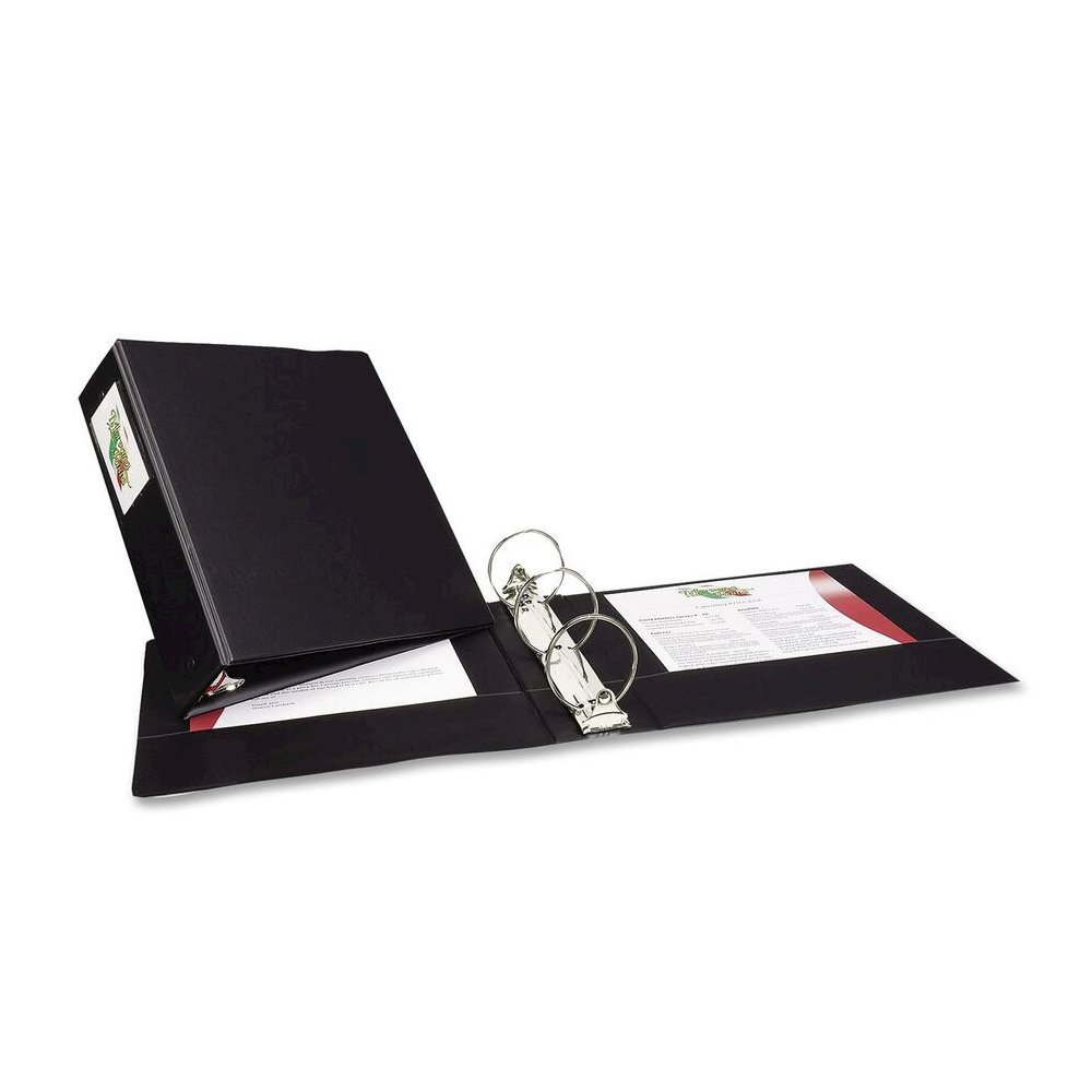 Avery&reg; Economy Binder - 3" Binder Capacity - Letter - 8 1/2" x 11" Sheet Size - 460 Sheet Capacity - 3 Ring - Fastener: Round Ring - Pocket: 2, Internal - Vinyl - Black - 1.75 lb - Recycled - Labe. Picture 2