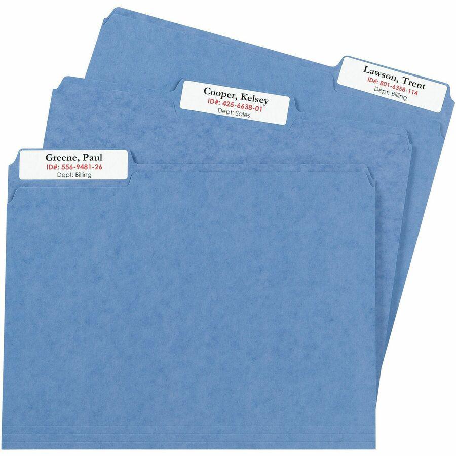 Avery&reg; Extra-Large File Folder Labels - 15/16" Width x 3 7/16" Length - Permanent Adhesive - Rectangle - Laser, Inkjet - White - Paper - 18 / Sheet - 25 Total Sheets - 450 Total Label(s) - 450 / P. Picture 2