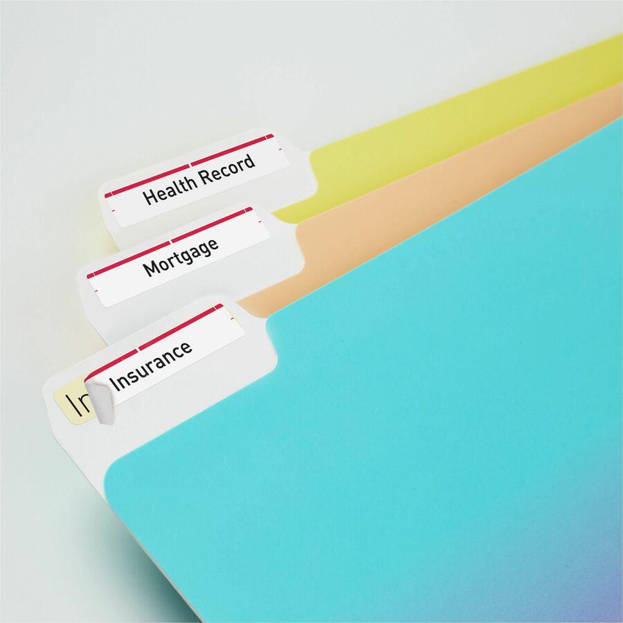 Avery&reg; TrueBlock File Folder Labels - 2/3" Width x 3 7/16" Length - Permanent Adhesive - Rectangle - Inkjet, Laser - Matte - Red - Paper - 30 / Sheet - 50 Total Sheets - 1500 Total Label(s) - 1500. Picture 2