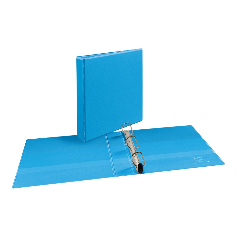 Avery&reg; Heavy-duty Nonstick View Binder - 1 1/2" Binder Capacity - Letter - 8 1/2" x 11" Sheet Size - 375 Sheet Capacity - 3 Ring - Fastener: Slant D-Ring - Pocket: 4, Internal - Poly - Light Blue . Picture 3