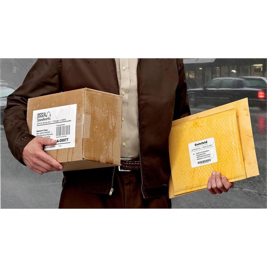 Avery&reg; Waterproof Labels, 2" x 4" , 500 Total (05523) - Waterproof - x 2" Width x 4" Length - Permanent Adhesive - Rectangle - Laser - Matte - White - Film - 10 / Sheet - 50 Total Sheets - 500 Tot. Picture 2
