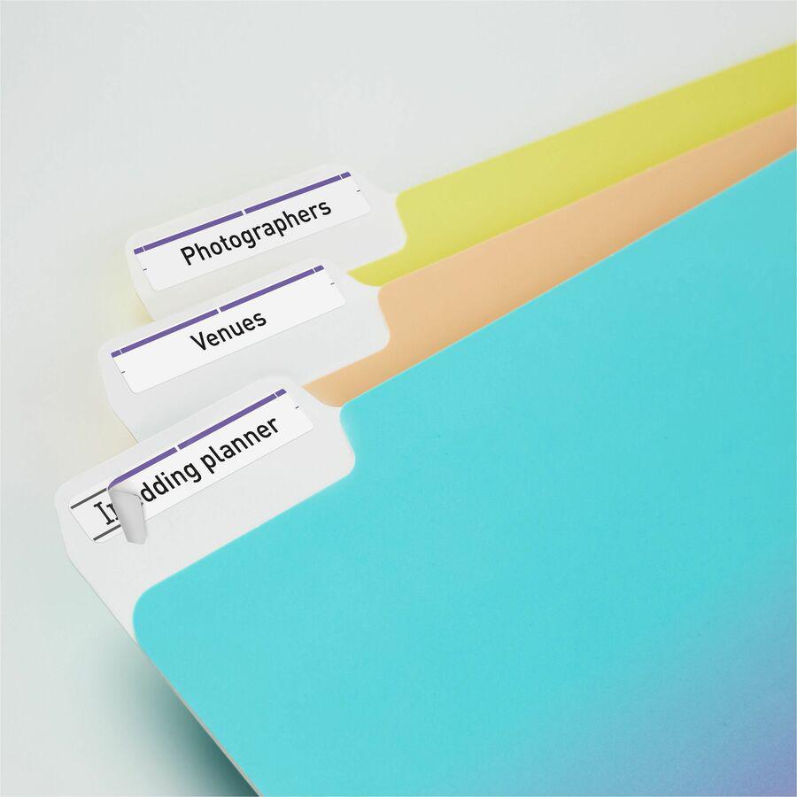 Avery&reg; TrueBlock File Folder Labels - 2/3" Width x 3 7/16" Length - Permanent Adhesive - Rectangle - Inkjet, Laser - Matte - Purple - Paper - 30 / Sheet - 25 Total Sheets - 750 Total Label(s) - 75. Picture 2