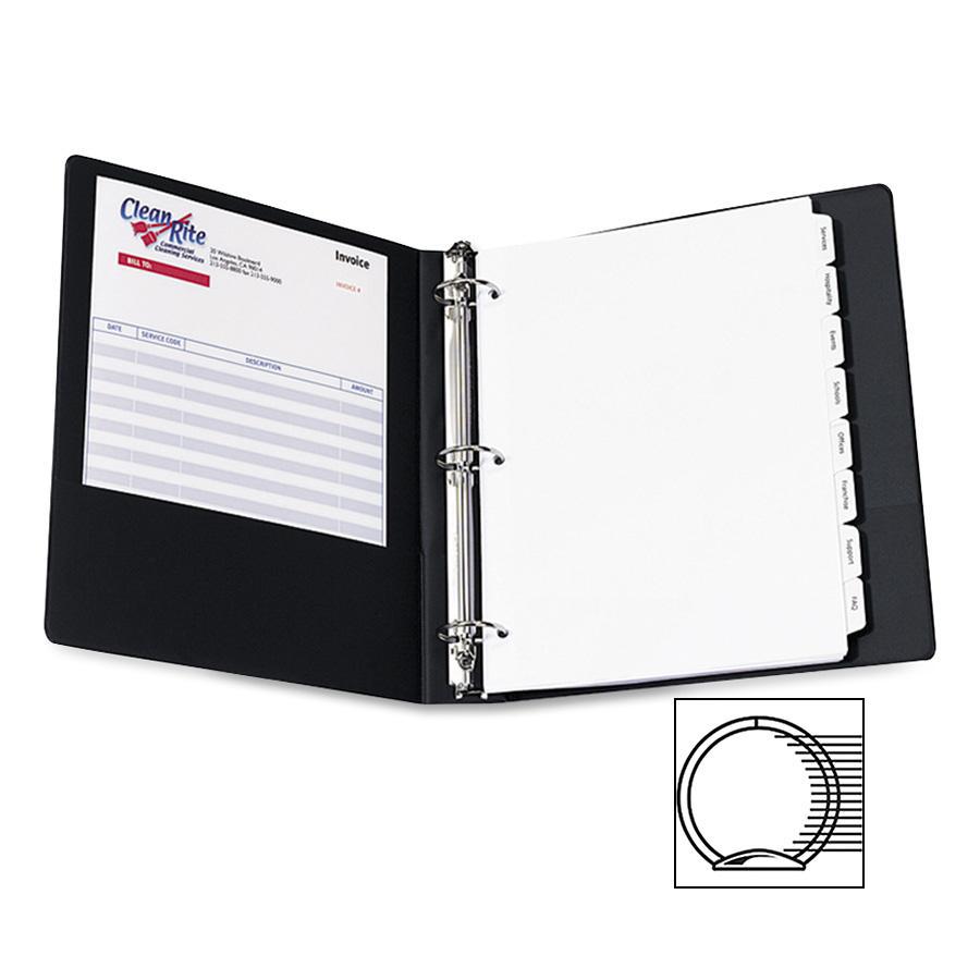 Avery&reg; Economy View Binder - 3" Binder Capacity - Letter - 8 1/2" x 11" Sheet Size - 460 Sheet Capacity - 3 Ring - Fastener: Round Ring - Pocket: 2, Internal - Vinyl - Black - 1.79 lb - Gap-free R. Picture 7