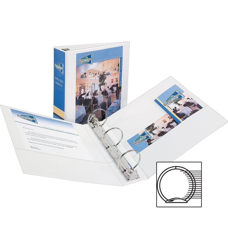 Avery&reg; Economy View Binder - 3" Binder Capacity - Letter - 8 1/2" x 11" Sheet Size - 460 Sheet Capacity - 3 Ring - Fastener: Round Ring - Pocket: 2, Internal - Vinyl - White - 1.79 lb - Gap-free R. Picture 8