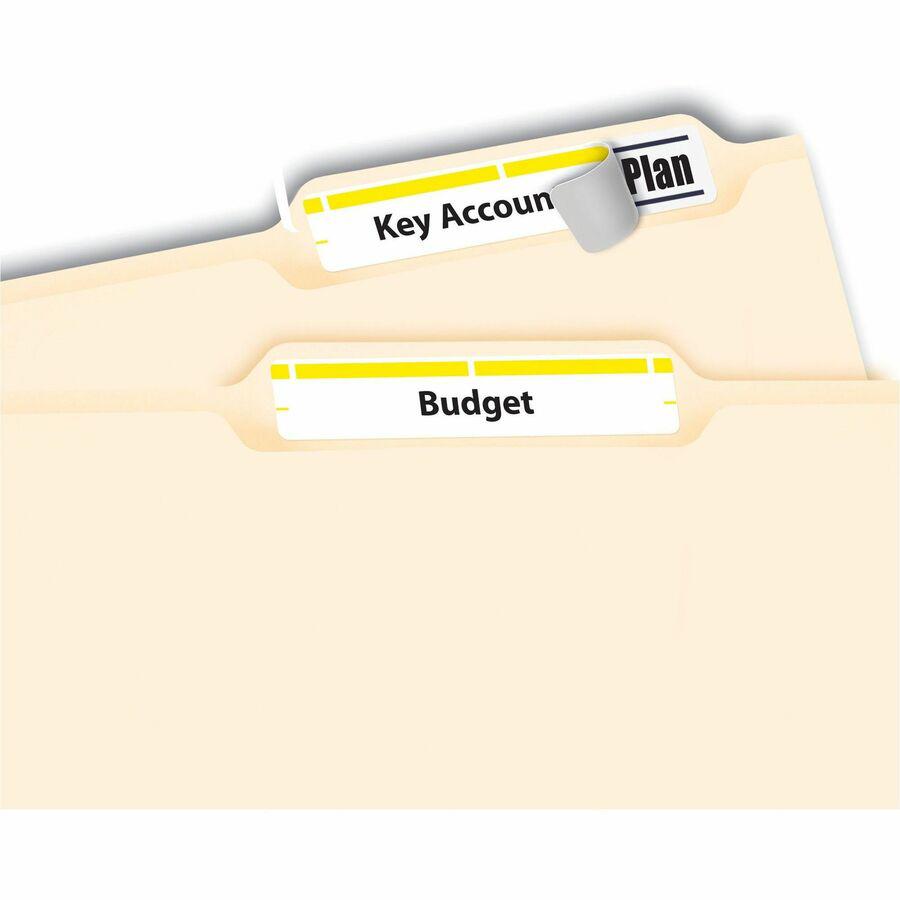 Avery&reg; TrueBlock File Folder Labels - 2/3" Width x 3 7/16" Length - Permanent Adhesive - Rectangle - Inkjet, Laser - Matte - Yellow - Paper - 30 / Sheet - 50 Total Sheets - 1500 Total Label(s) - 1. Picture 2