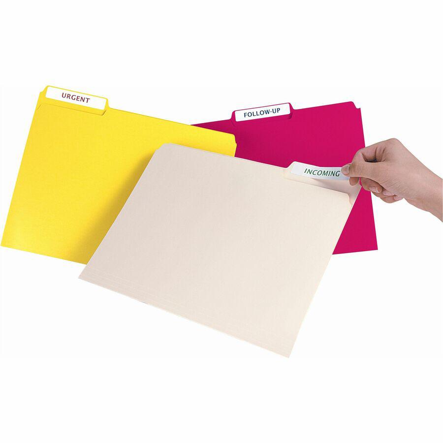 Avery&reg; Removable File Folder Labels - 2/3" Width x 3 7/16" Length - Removable Adhesive - Rectangle - Inkjet, Laser - Matte - White - Paper - 30 / Sheet - 25 Total Sheets - 750 Total Label(s) - 750. Picture 2