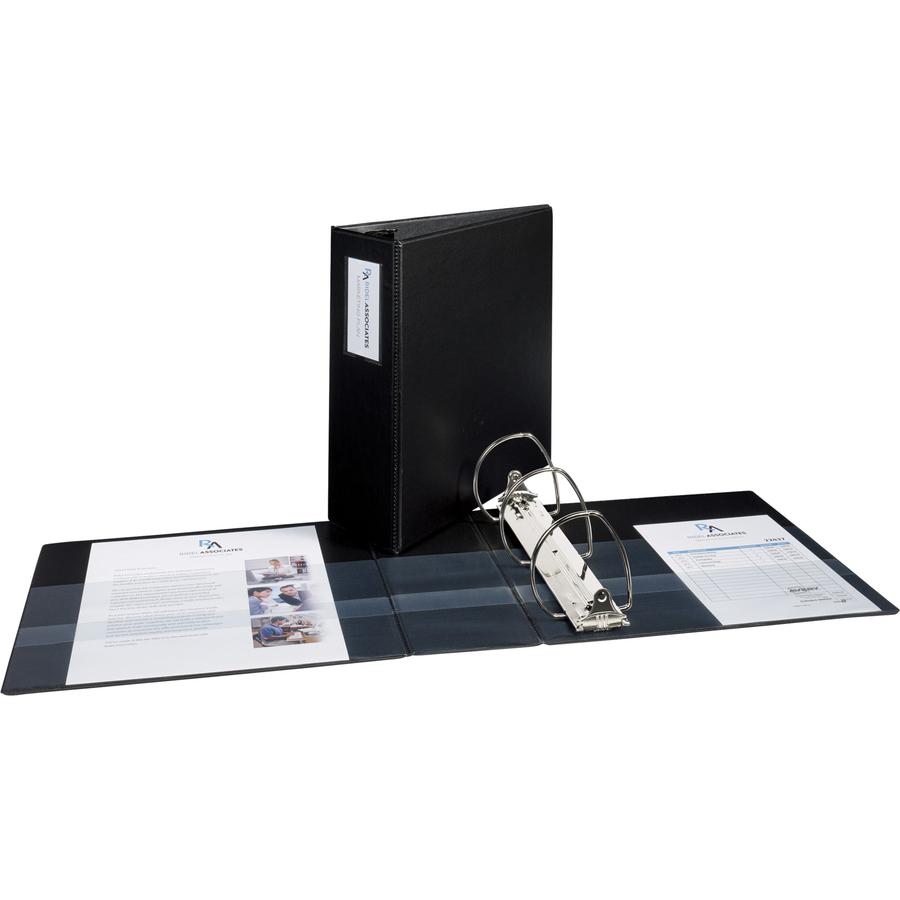 Avery&reg; DuraHinge Durable Binder with Label Holder - 4" Binder Capacity - Letter - 8 1/2" x 11" Sheet Size - 780 Sheet Capacity - 3 x D-Ring Fastener(s) - 4 Internal Pocket(s) - Poly - Black - Recy. Picture 2
