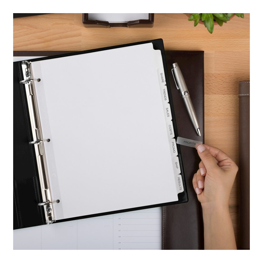 Avery&reg; Print & Apply Clear Label Dividers - Index Maker Easy Peel Printable Labels - 8 Blank Tab(s) - 8 Tab(s)/Set - 8.5" Divider Width x 11" Divider Length - Letter - White Divider - White Tab(s). Picture 6
