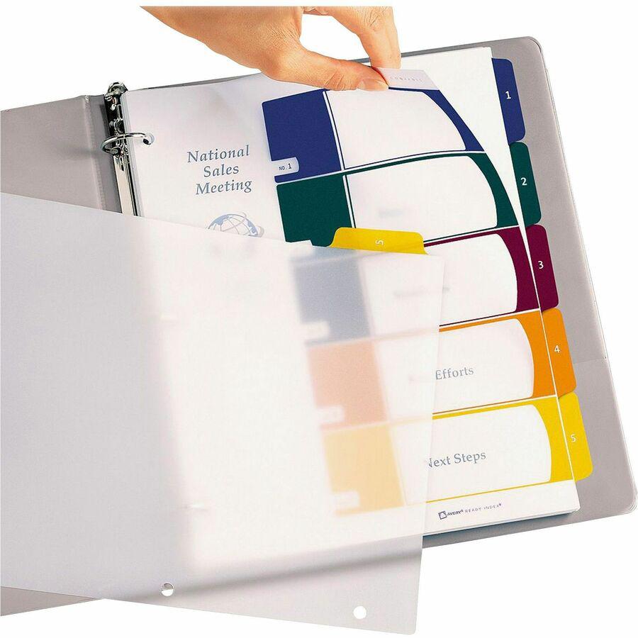 Avery&reg; Ready Index Customizable TOC Binder Dividers - 5 x Divider(s) - 1-5 - 5 Tab(s)/Set - 8.5" Divider Width x 11" Divider Length - 3 Hole Punched - Clear Plastic Divider - Multicolor Plastic Ta. Picture 2