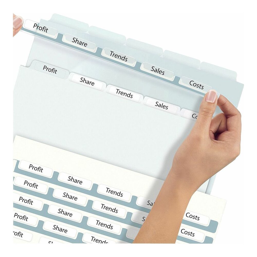 Avery&reg; Print & Apply Translucent Dividers - 25 x Divider(s) - Print-on Tab(s) - 5 - 5 Tab(s)/Set - 8.5" Divider Width x 11" Divider Length - 3 Hole Punched - Translucent Plastic Divider - Frosted . Picture 3