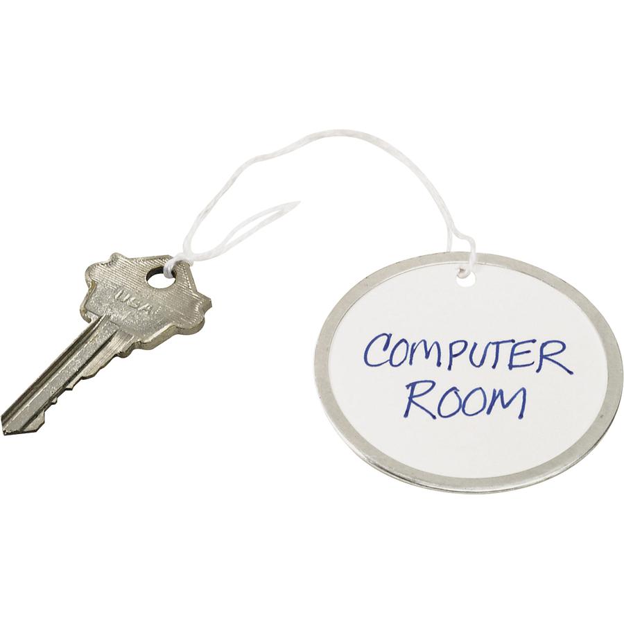 Avery&reg; Metal Rim Key Tags - 1.25" Diameter - Round - String Fastener - 500 / Box - Metal - White. Picture 2