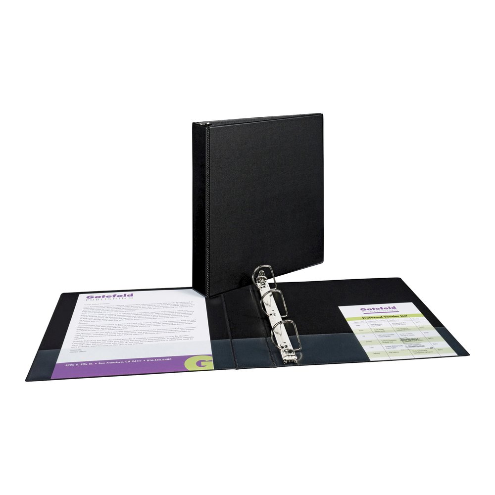Avery&reg; Durable Binder - DuraHinge - 1 1/2" Binder Capacity - Letter - 8 1/2" x 11" Sheet Size - 375 Sheet Capacity - 3 Ring - Fastener: Slant D-Ring - Pocket: 2, Internal - Black - 1.28 lb - Recyc. Picture 4