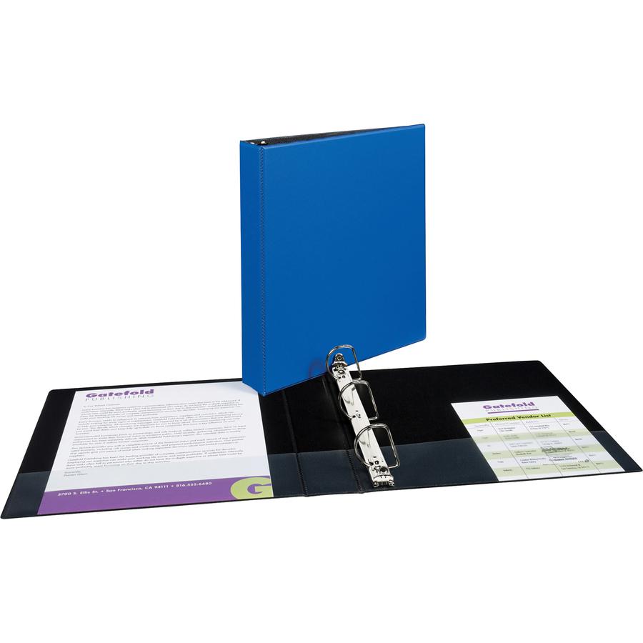 Avery&reg; Durable Binder - DuraHinge - 1 1/2" Binder Capacity - Letter - 8 1/2" x 11" Sheet Size - 375 Sheet Capacity - 3 Ring - Fastener: Slant D-Ring - Pocket: 2, Internal - Blue - Recycled - Gap-f. Picture 5