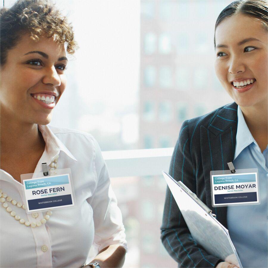 Avery&reg; Name Badges with Clips, 2.25" x 3.5" , 100 Badges (74461) - Legal - 8 1/2" x 11" - Durable, Reusable, Printable, Clip, Micro Perforated - White - 13 Sheets - 100 / Box. Picture 2