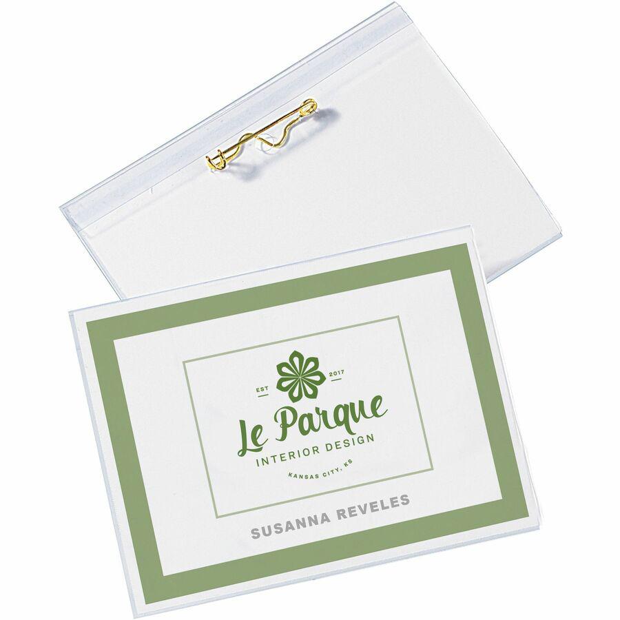 Avery&reg; Pin-Style Name Badges - Clear, White - 1 Box. Picture 2