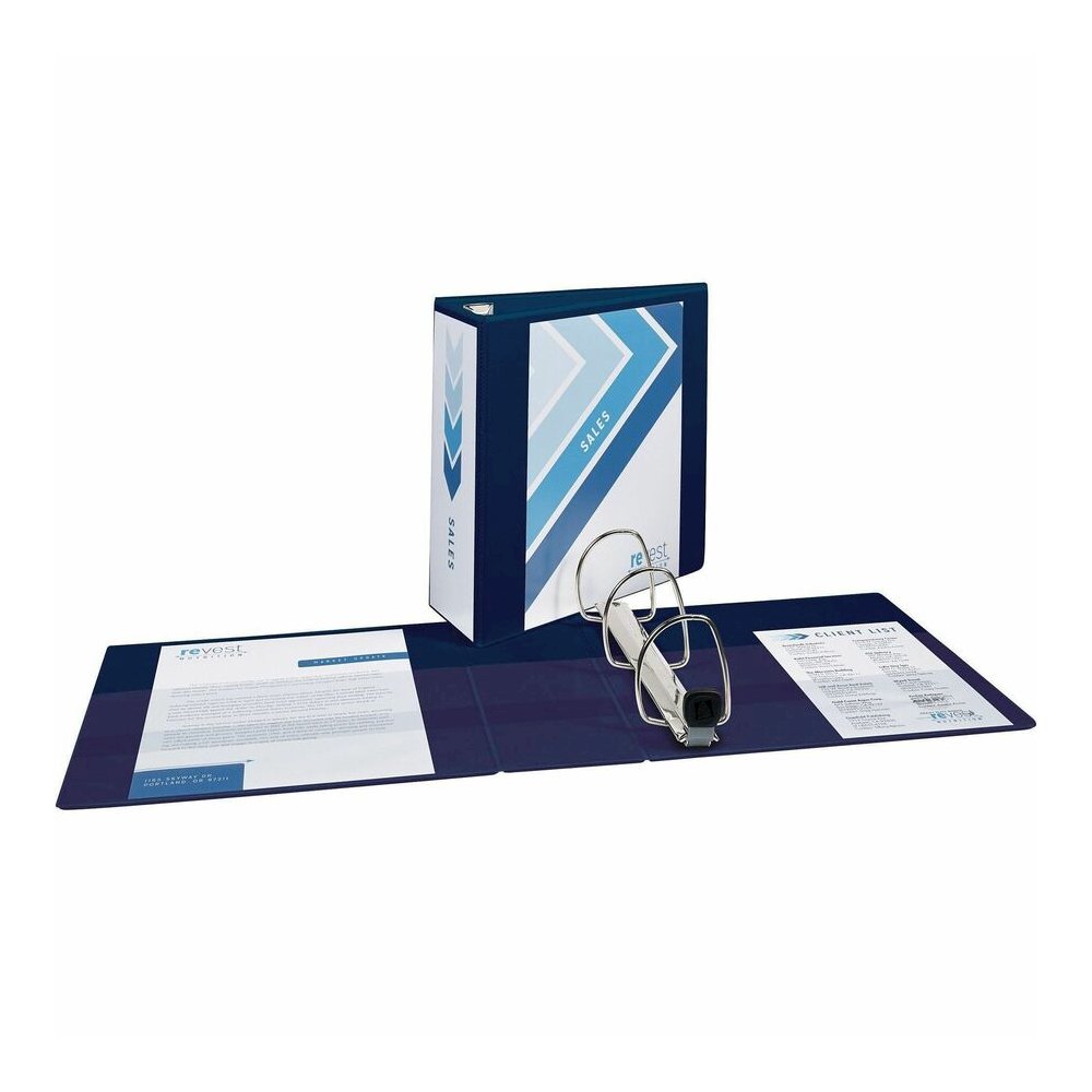 Avery&reg; Heavy-Duty View Navy Blue 4" Binder (79804) - Avery&reg; Heavy-Duty View 3 Ring Binder, 4" One Touch EZD(R) Rings, 4.5" Spine, 1 Navy Blue Binder (79804). Picture 3