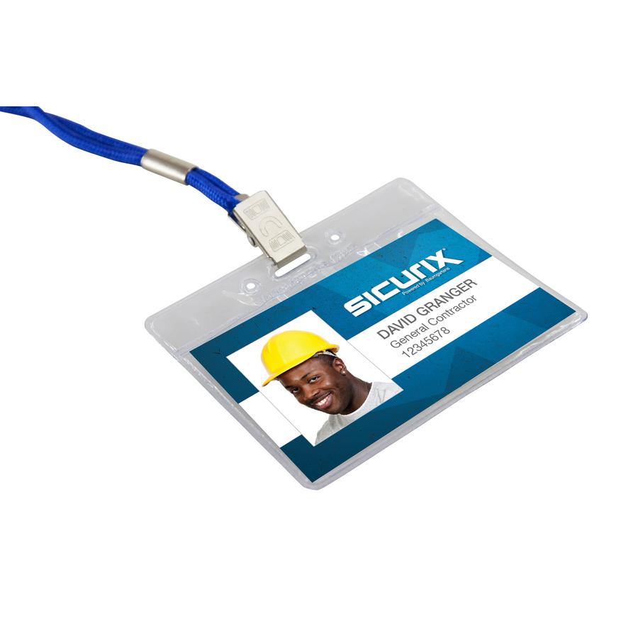 SICURIX ID Badge Holder - Horizontal - 4" x 3" x - Vinyl - 50 / Pack - Clear. Picture 7