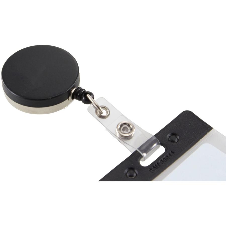 SICURIX Heavy-Duty ID Card Reel with Belt Clip - Plastic - 1 Each - Black. Picture 3