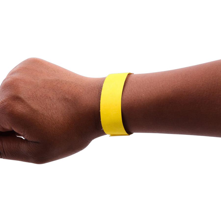 SICURIX Standard Dupont Tyvek Security Wristband - 100 / Pack - 0.8" Height x 10" Width Length - Yellow - Tyvek. Picture 3