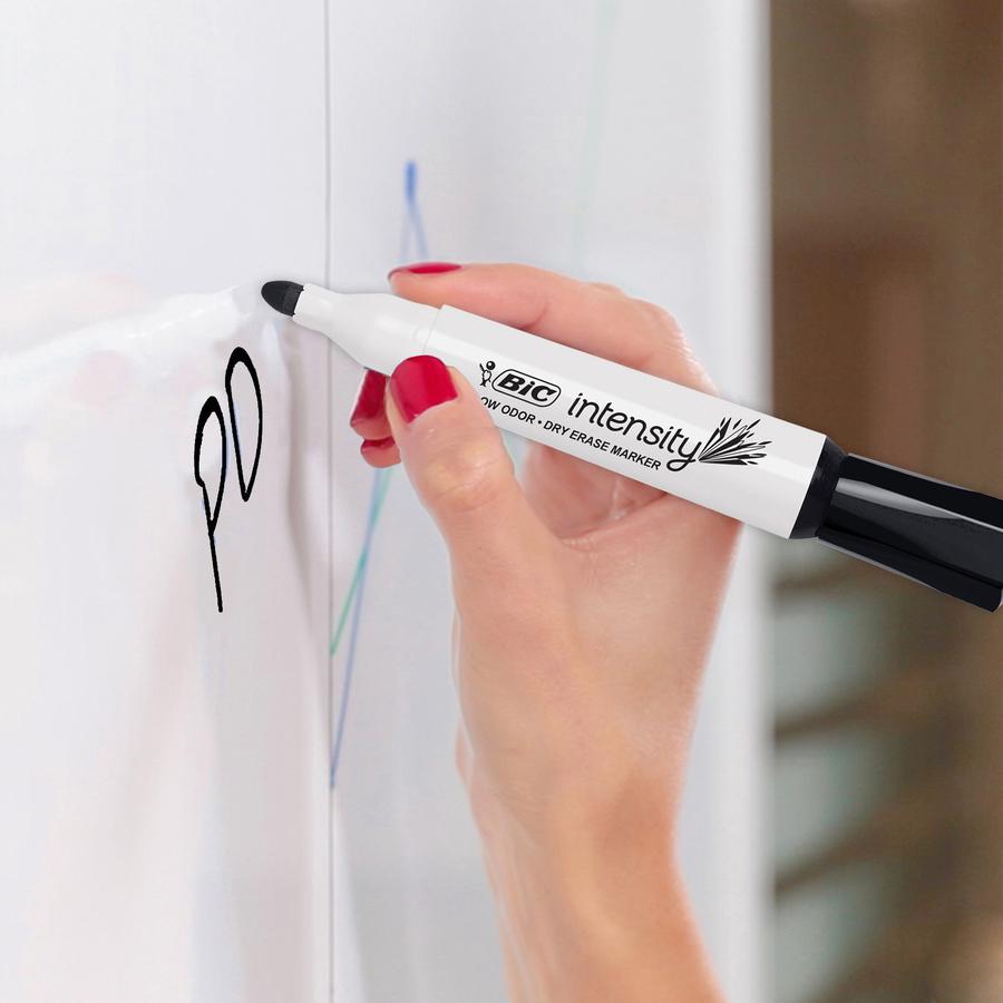 BIC Intensity Low Odor Dry Erase Markers - Chisel Marker Point Style - Black - 1 Dozen. Picture 2
