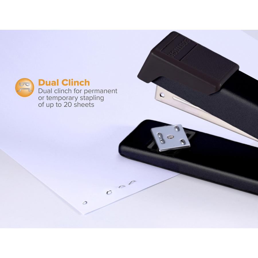 Bostitch Classic Metal Stapler - 20 of 20lb Paper Sheets Capacity - 210 Staple Capacity - Full Strip - 1/4" Staple Size - 1 Each - Black. Picture 2
