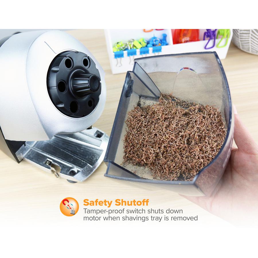 Bostitch Super Pro 6 Commercial Pencil Sharpener - Desktop - 6 Hole(s) - 7.5" Height x 5" Width x 9" Depth - Gray, Black - 1 Each. Picture 14