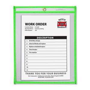 C-Line Neon Shop Ticket Holders, Stitched - Green, Both Sides Clear, 9 x 12, 15EA/BX, 43913. Picture 3