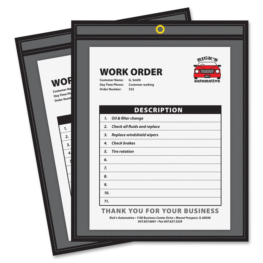 C-Line Shop Ticket Holders, Stitched - One Side Clear, 9 x 12, 25/BX, 45912. Picture 4
