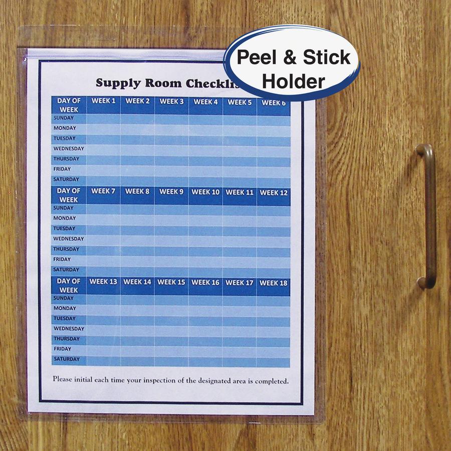 C-Line Self-Adhesive Poly Shop Ticket Holders, Welded - 8-1/2 x 11, Peel & Stick, 50/BX, 70911. Picture 2