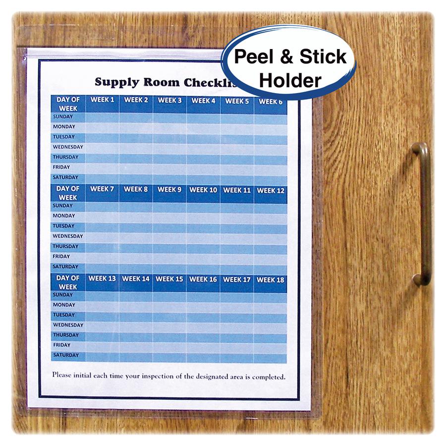 C-Line Self-Adhesive Poly Shop Ticket Holders, Welded - 9 x 12, Peel & Stick, 50/BX, 70912. Picture 2