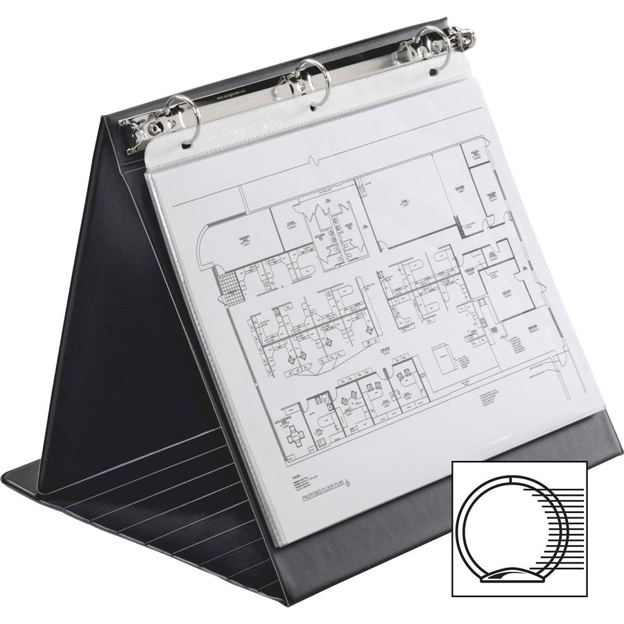 Cardinal Presentation Easel Round Ring Binders - 1" Binder Capacity - Letter - 8 1/2" x 11" Sheet Size - 225 Sheet Capacity - 3 x Round Ring Fastener(s) - Vinyl - Black - 1.04 lb - Hook & Loop Closure. Picture 4