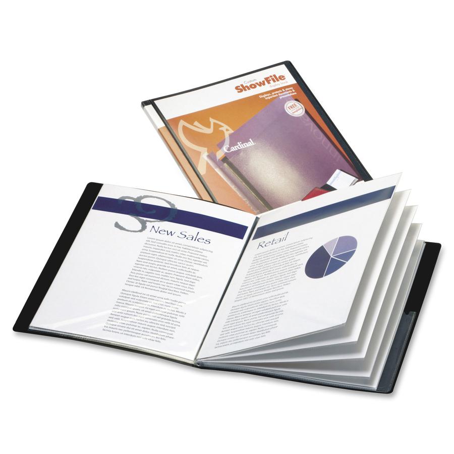 Cardinal ShowFile 50232 Letter Presentation Book - 8 1/2" x 11" - 48 Sheet Capacity - 24 Internal Pocket(s) - Polypropylene, Poly - Black - 1 Each. Picture 5