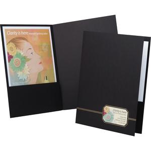 Oxford Executive Letter Recycled Pocket Folder - 1/2" Folder Capacity - 8 1/2" x 11" - 80 Sheet Capacity - 2 Front Pocket(s) - Linen - Black, Gold - 30% Recycled - 4 / Pack. Picture 2