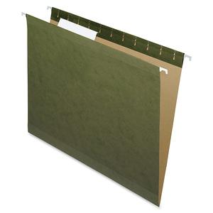 Pendaflex Letter Recycled Hanging Folder - 8 1/2" x 11" - Internal Pocket - Green - Reinforced - 10% Recycled - 25 / Box. Picture 3