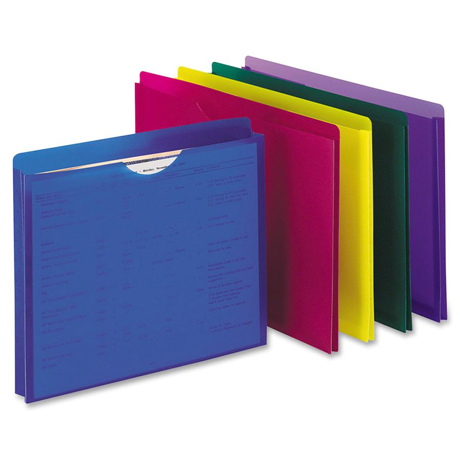 Pendaflex Letter File Jacket - 8 1/2" x 11" - 1" Expansion - Poly - Assorted - Tear Resistant, Water Resistant, Translucent - 10 / Pack. Picture 2
