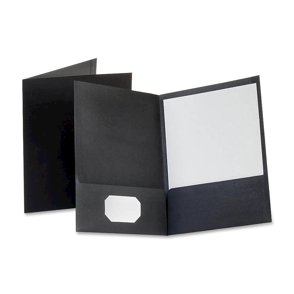 Oxford Letter Pocket Folder - 8 1/2" x 11" - 100 Sheets Capacity - 2 Pocket - Black - 1 Each. Picture 2