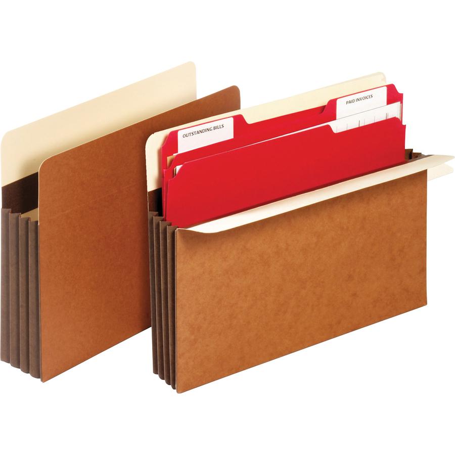 Pendaflex Letter Recycled Expanding File - 8 1/2" x 11" - 5 1/4" Expansion - 24 pt. - Tyvek - Brown - Reinforced, Heavyweight Cover, Heavy Duty, Wear Resistant, Tear Resistant, Tyvek Gusset, Reinforce. Picture 2